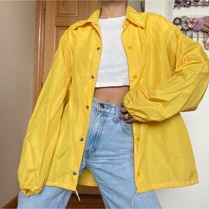 Vintage Yellow Windbreaker Bomber Jacket
